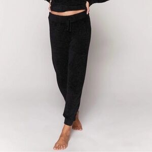 Spiritual Gangster Serenity Knit Chenille Jogger Black - size small